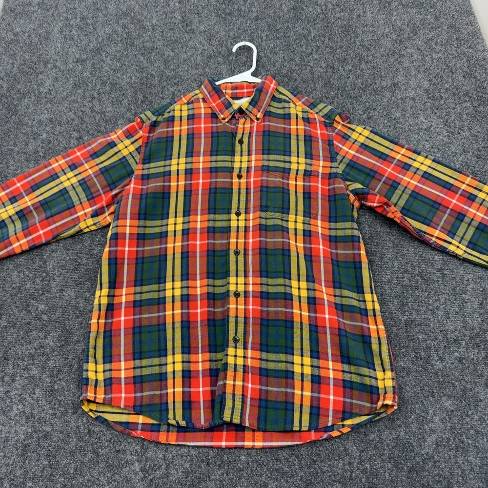 LL Bean Shirt Mens M Multicolor Cotton Plaid Flannel Button Down Casual Classic